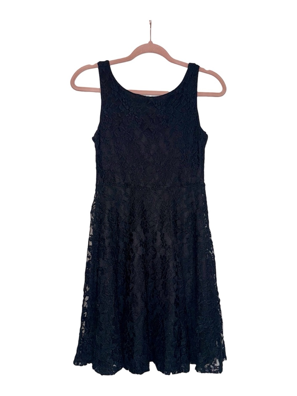 black, solid lace, fit & flare, tank dress, “color me red” brand, SZ SMALL, NEW!